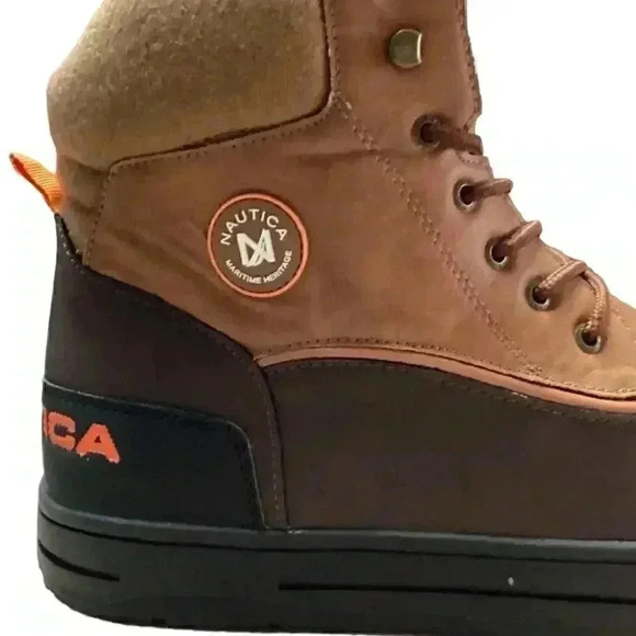 Nautica Padden Mens 11 Waterproof Insulated Lace Up Duck Boots Brown Vegan NEW - Picture 4 of 8